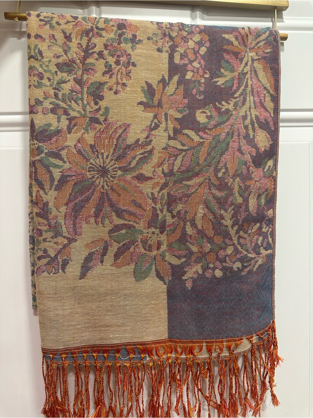 Floral pashmina cashmere scarf shawl wrap 66” x 54”
